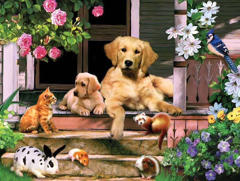 Summer on the Porch Animals Jigsaw Puzzle