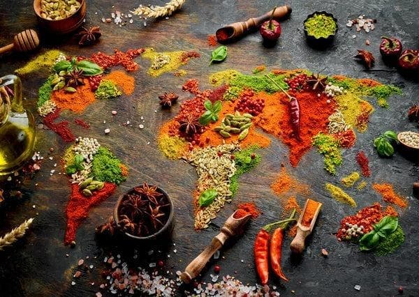 World Map in Spices Maps & Geography