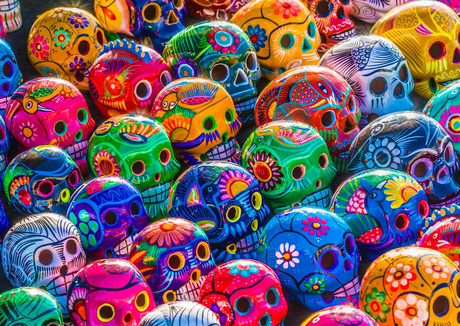 Colorful Skulls Cultural Art