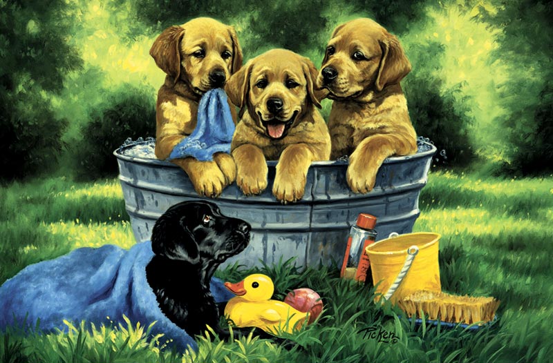 Puppy Bath Dogs Jigsaw Puzzle