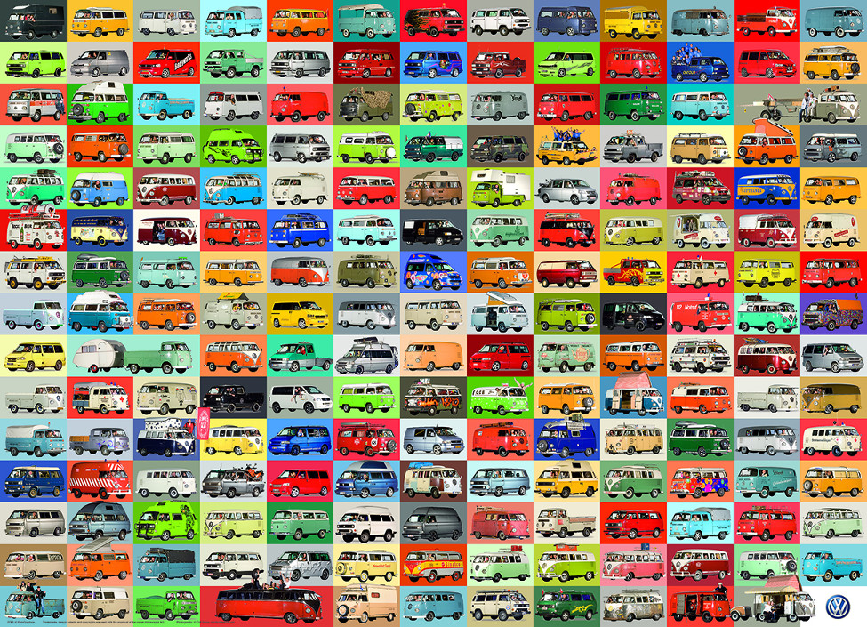 The Volkswagon Groovy Bus Collage  Car Jigsaw Puzzle
