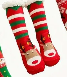 3 Pairs Plush Christmas Socks - Snowman and Reindeer