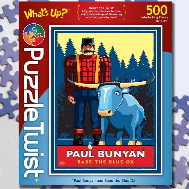Paul Bunyan & Babe the Blue Ox - What's Up? Winter Jigsaw Puzzle