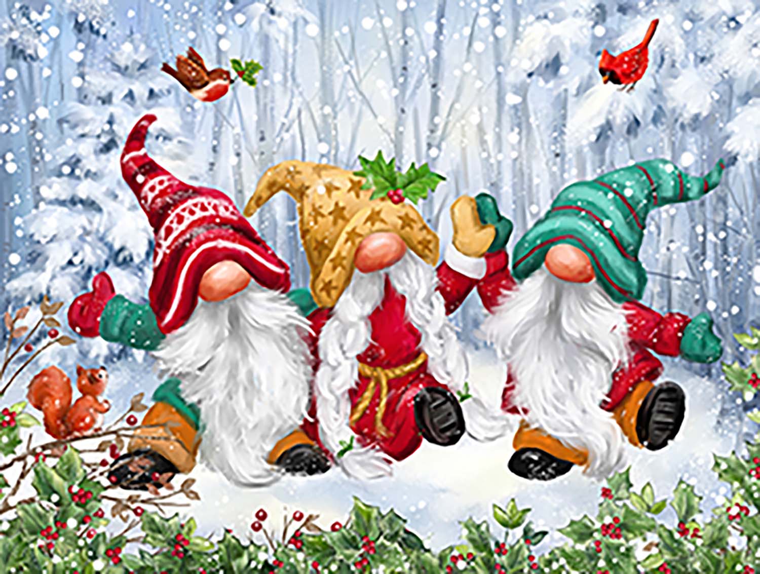 Three Winter Gnomes Christmas Jigsaw Puzzle