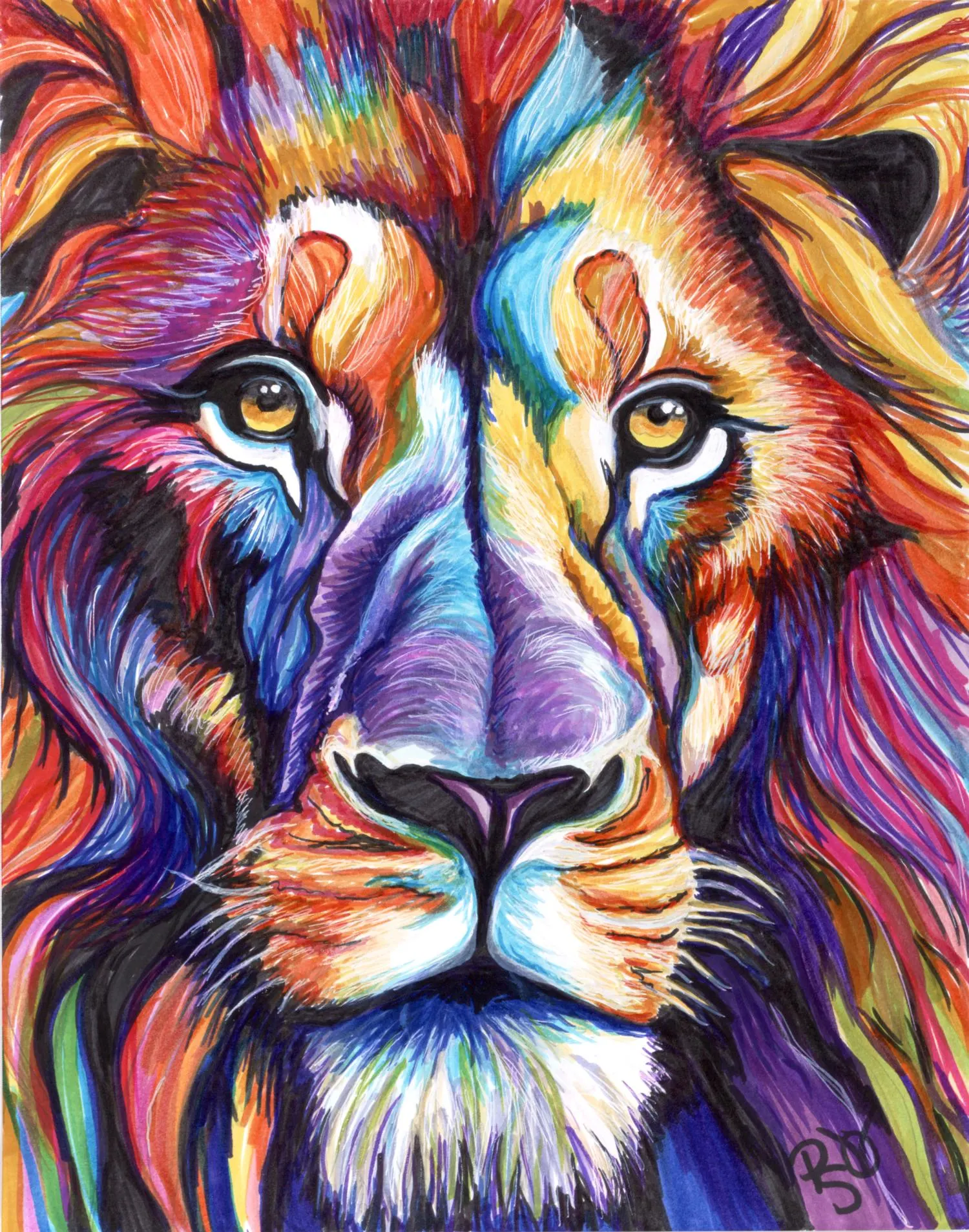Colorful Lion Animals