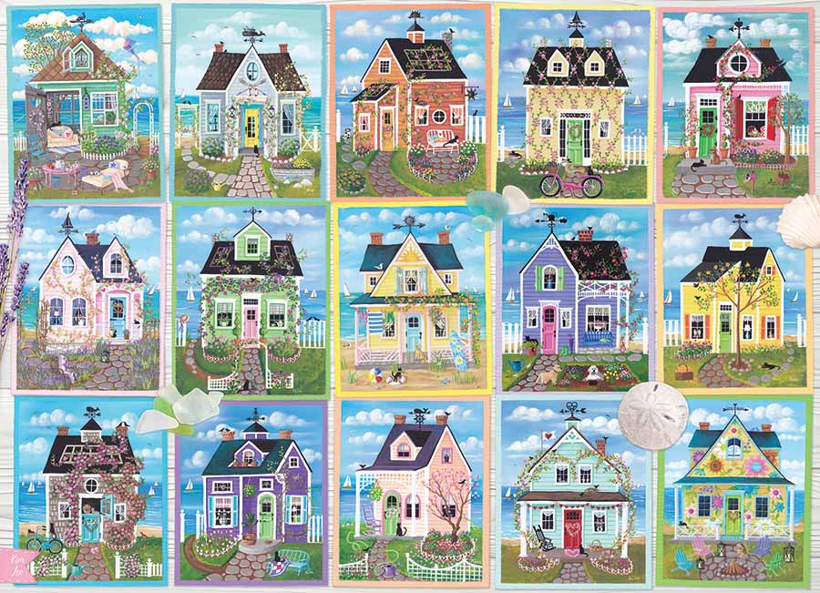 Seaside Cottages Collage Jigsaw Puzzle