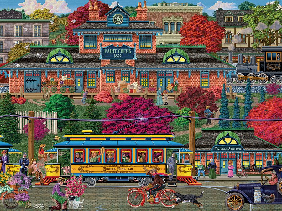 Trolley Station Folk Art Jigsaw Puzzle