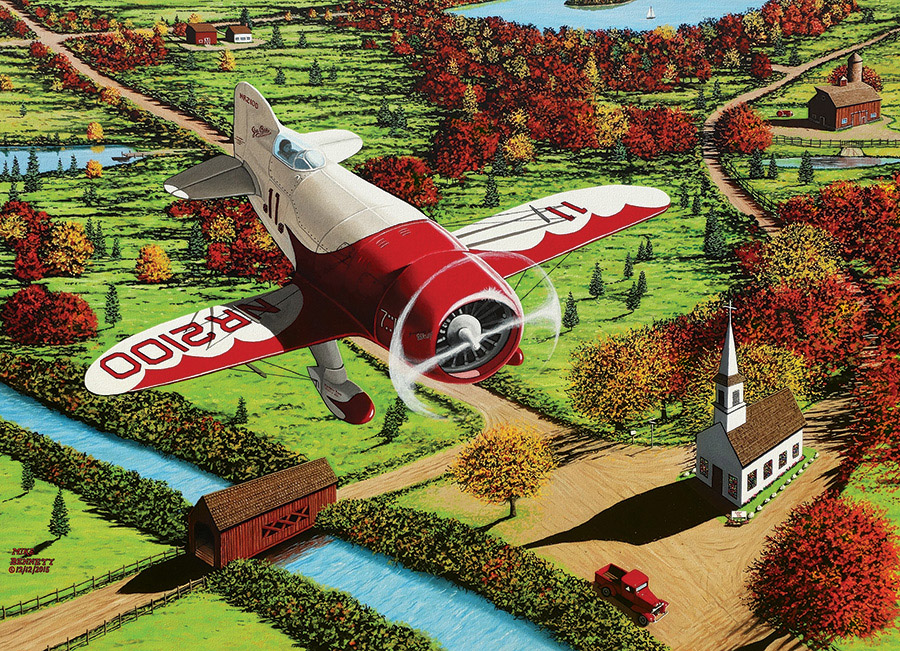 Gee Bee Over New England Countryside Jigsaw Puzzle