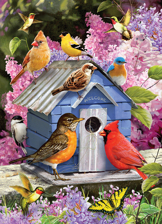 Spring Birdhouse Birds Jigsaw Puzzle