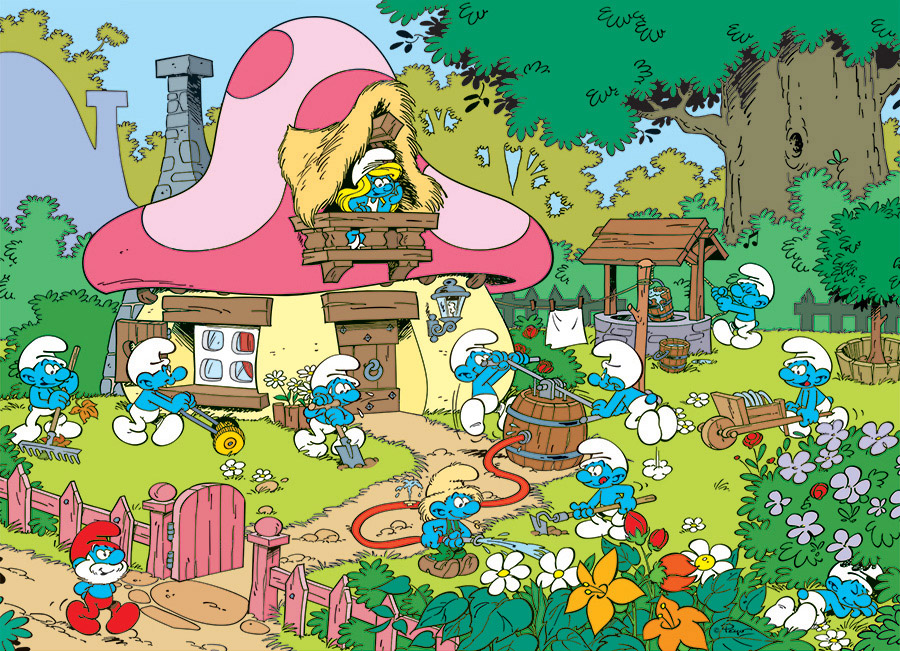 Spring Cleaning at Smurfette's House Spring Jigsaw Puzzle