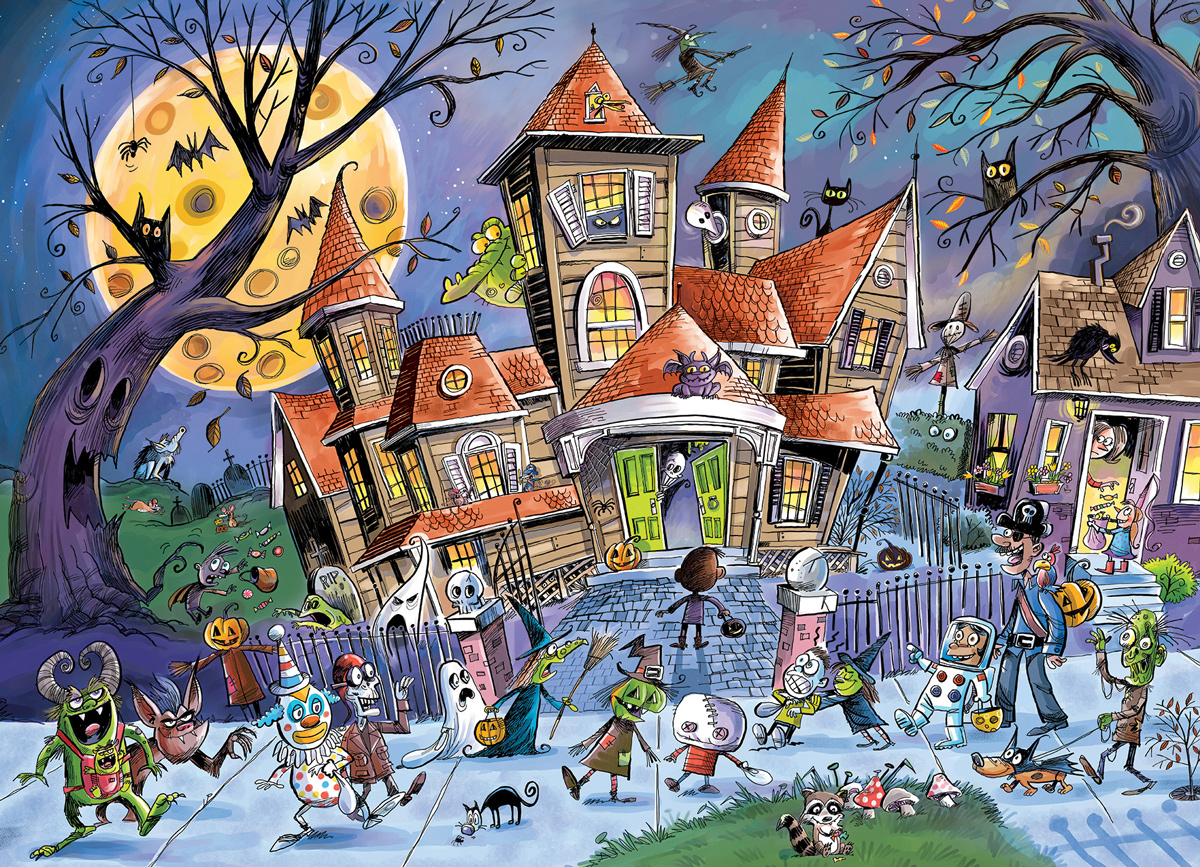 DoodleTown: Haunted House Halloween Jigsaw Puzzle