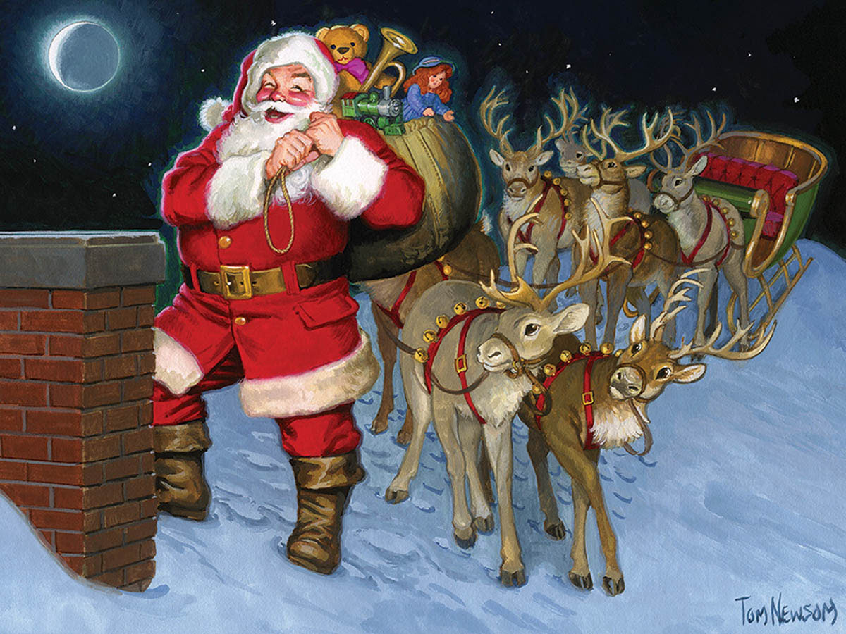 Santa by the Chimney Christmas Jigsaw Puzzle