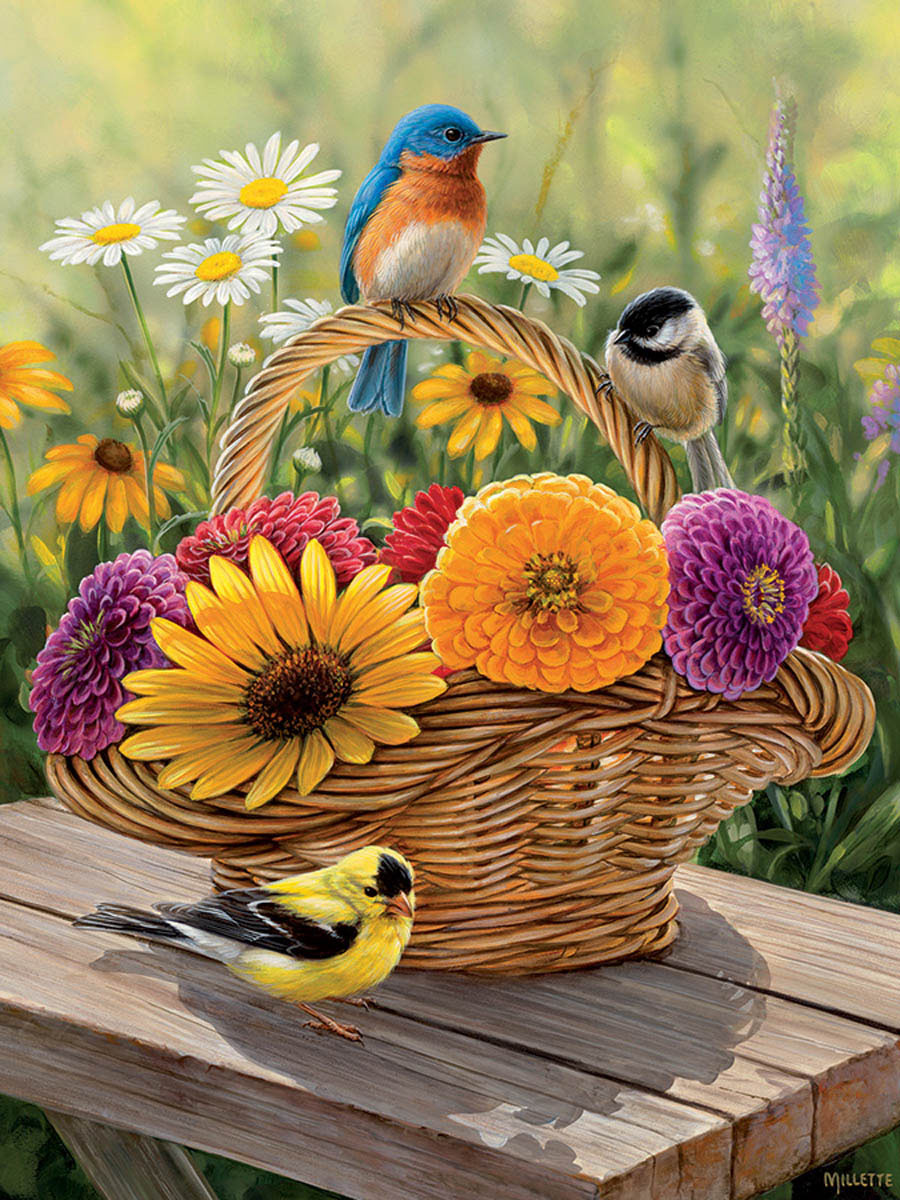 Bluebird and Bouquet Fine Art Jigsaw Puzzle