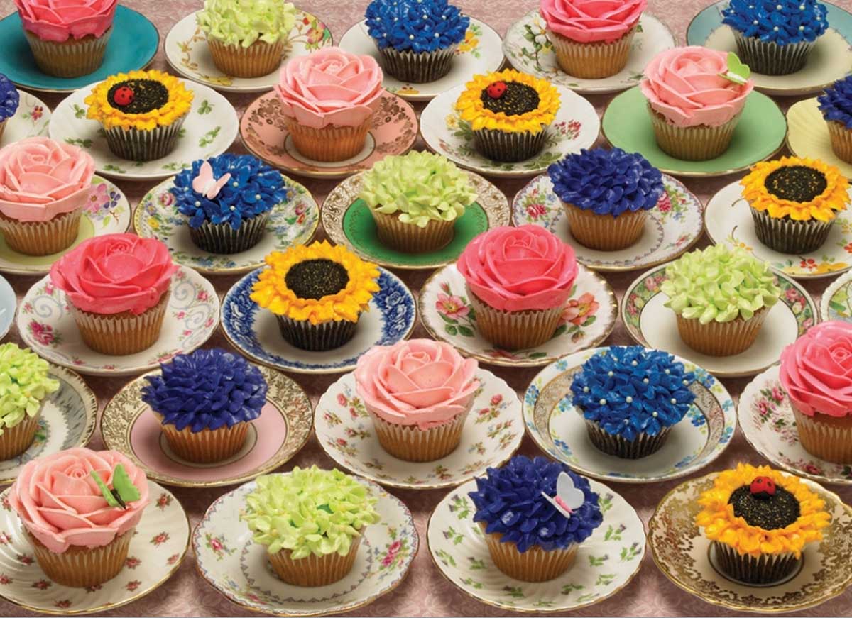 Cupcakes and Saucers Flower & Garden Jigsaw Puzzle