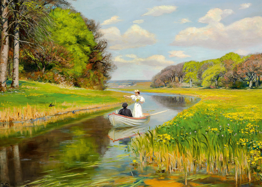 Rowing Boat on Odense Landscape Jigsaw Puzzle