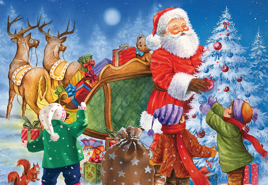 Santa Delivers Presents Christmas Jigsaw Puzzle