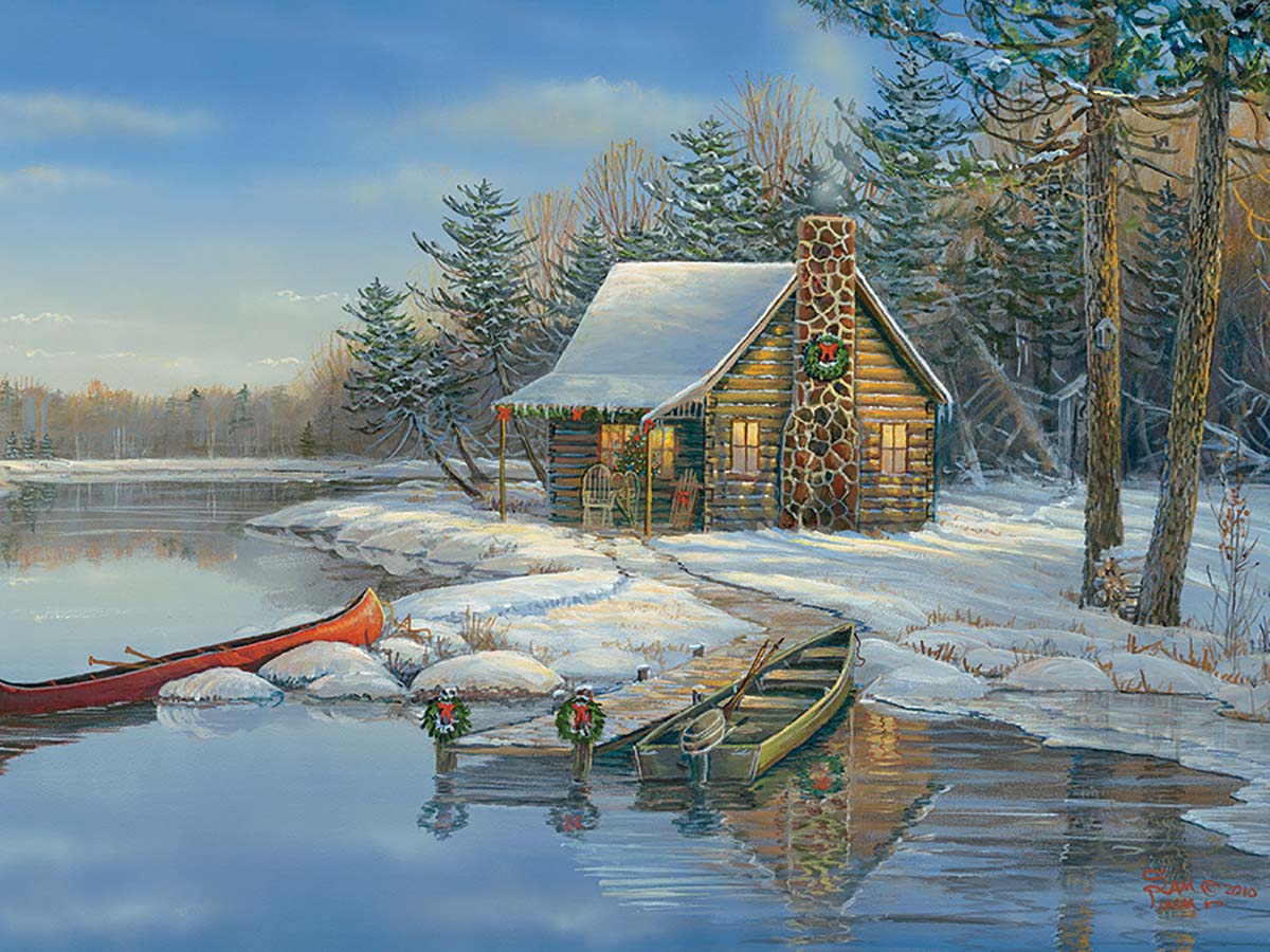 Winter Cabin Christmas Jigsaw Puzzle