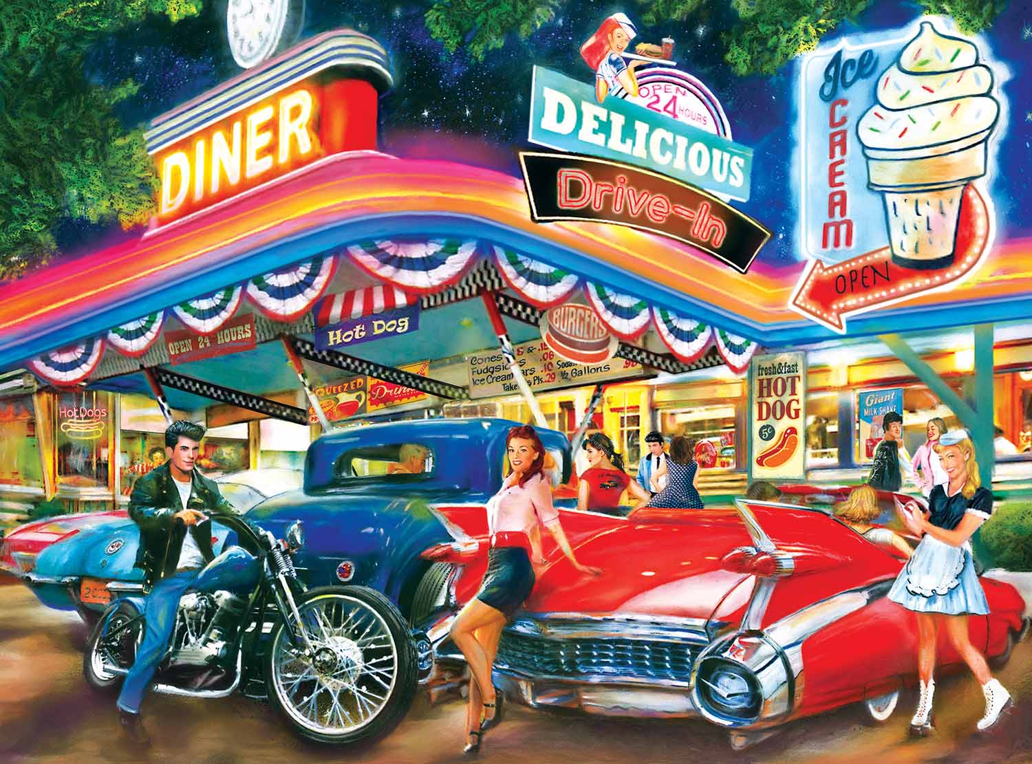 Rollerskate Drive-In Diner Nostalgic & Retro Jigsaw Puzzle