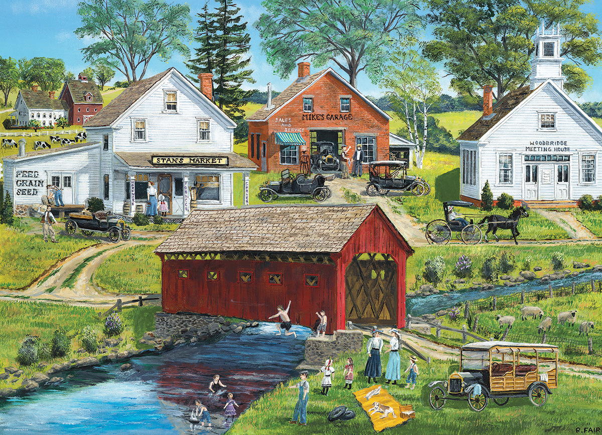 Old Covered Bridge Countryside Jigsaw Puzzle
