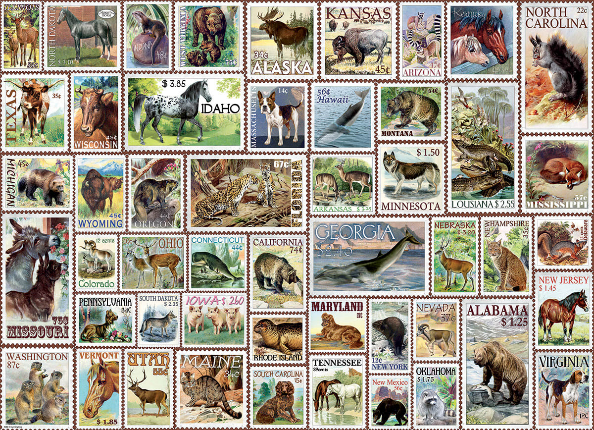 North American Wildlife Vintage Stamps Nostalgic & Retro
