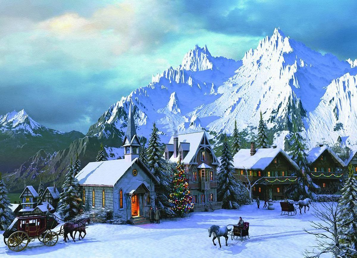 Rocky Mountain Christmas Mountain Jigsaw Puzzle