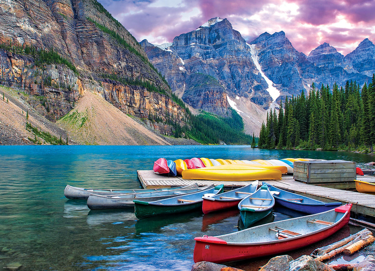 Canoes on the Lake Mountain