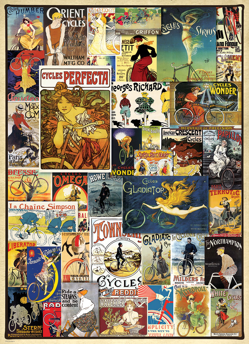 Vintage Bicycle Posters Nostalgic & Retro Jigsaw Puzzle