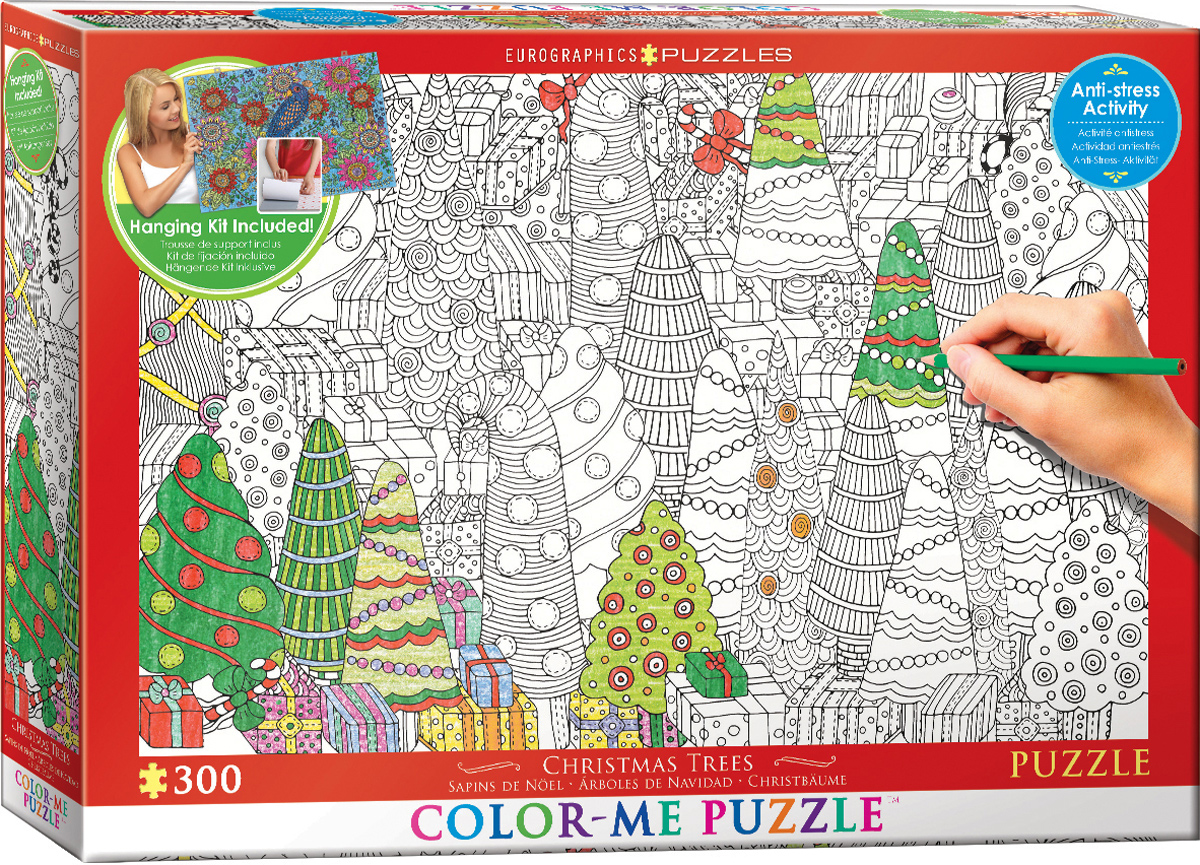 Christmas Trees Color-Me Puzzle Christmas Jigsaw Puzzle