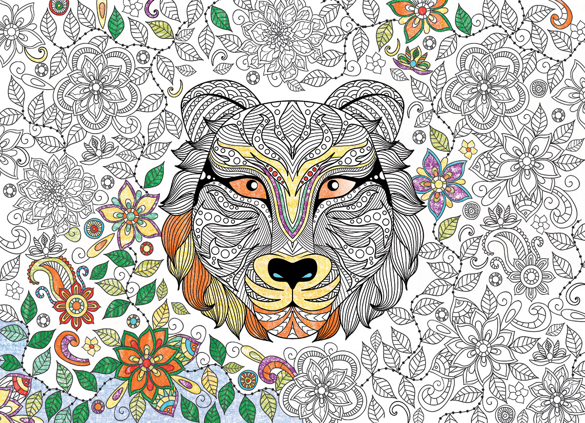 Tiger Color-Me Puzzle Flower & Garden Jigsaw Puzzle