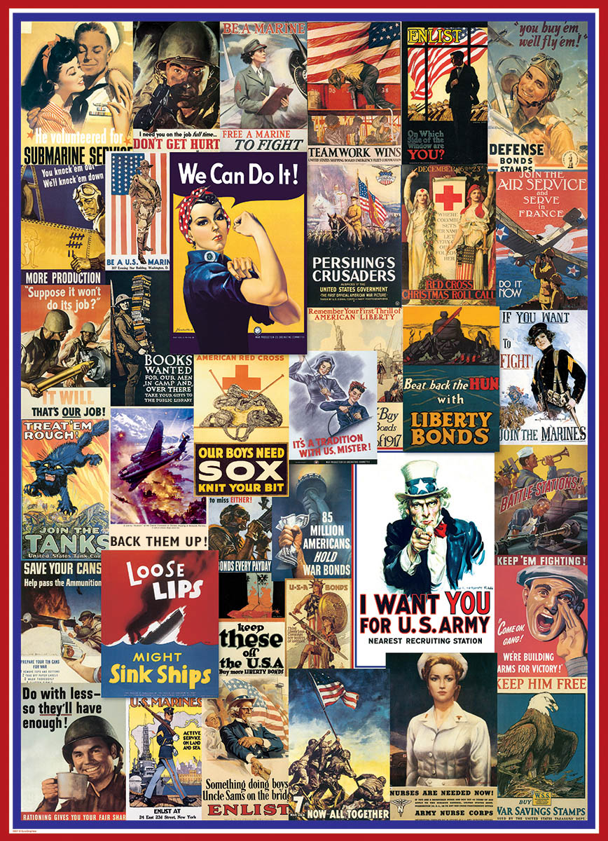 World War I & II Vintage Posters Patriotic Jigsaw Puzzle