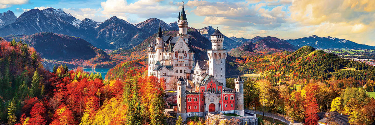 Neuschwanstein Castle Bavaria Germany Panoramic Castle Jigsaw Puzzle