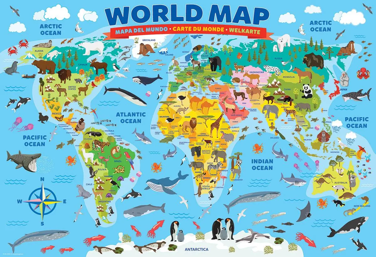 World Map Illustrated Educational