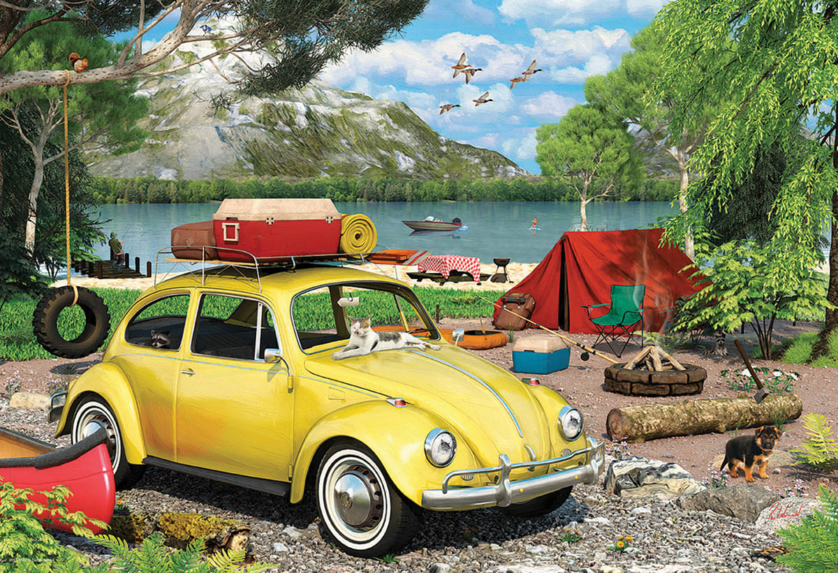 VW Beetle Camping Tin