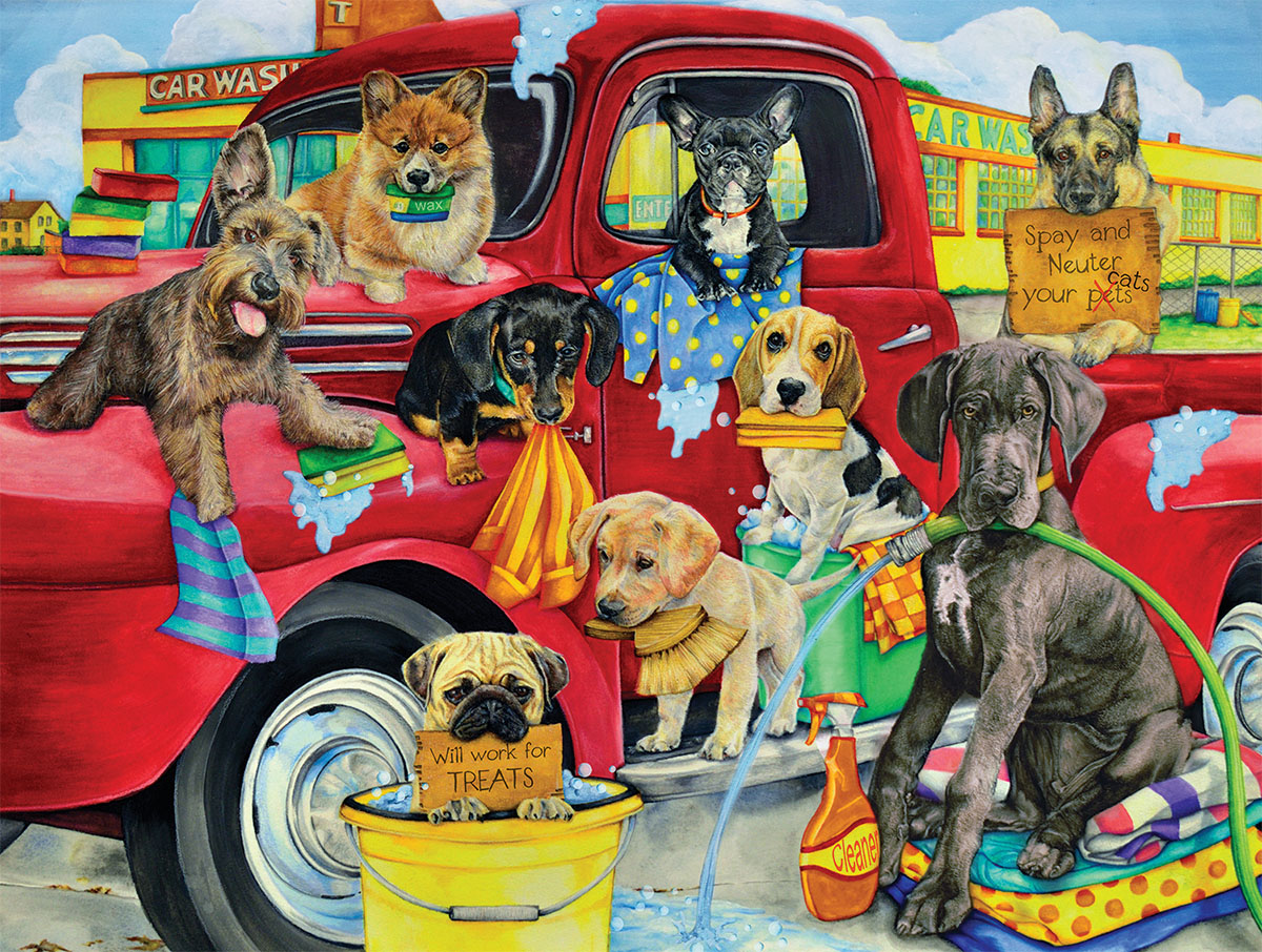 Puppy Car Wash Dogs Jigsaw Puzzle