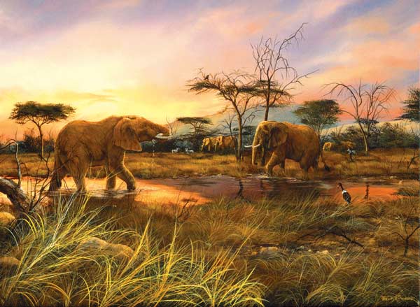 Elephants at the Watering Hole Jungle Animals