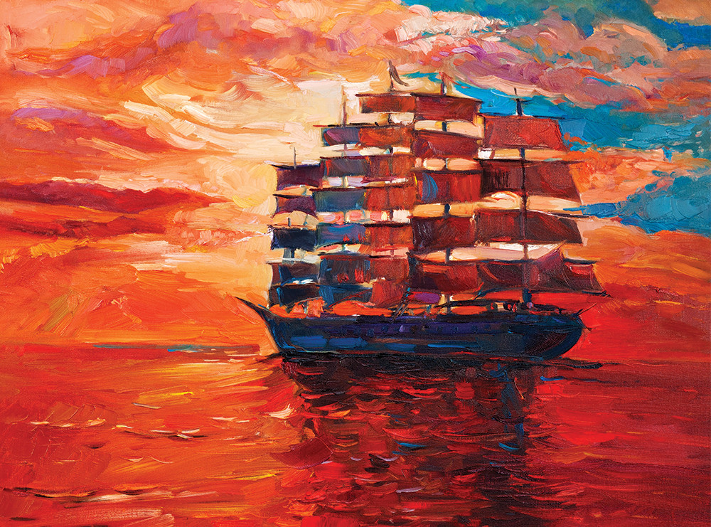 Sunset Sailing Ship Boat Jigsaw Puzzle