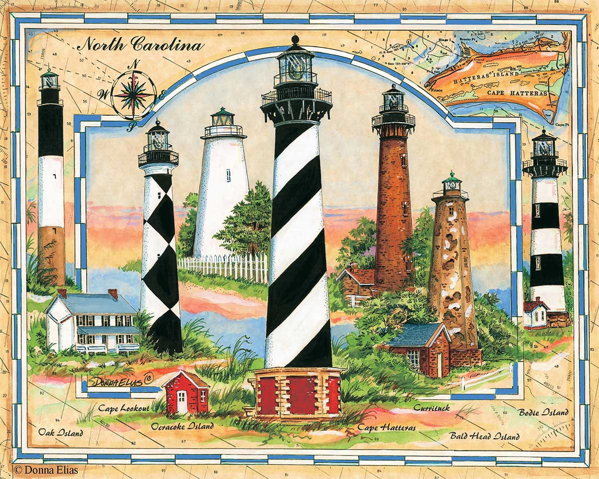 NC Coastal Lights Lighthouse Jigsaw Puzzle