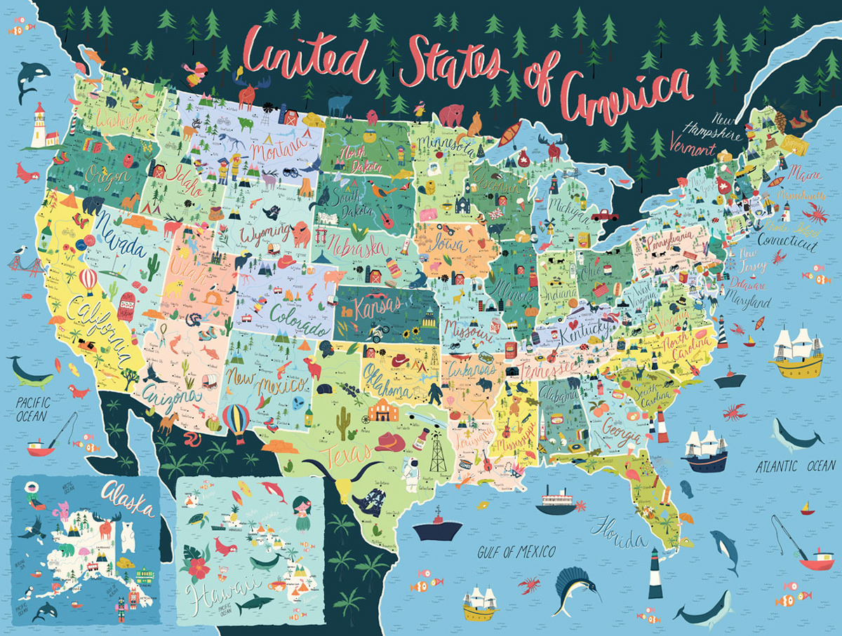 United States Map Puzzle Maps & Geography Jigsaw Puzzle
