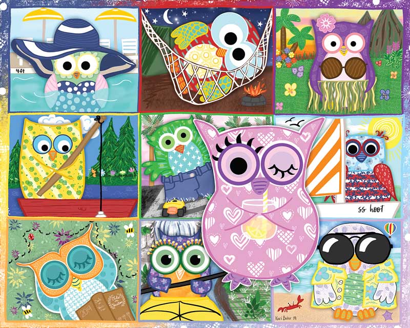 Owls on Vacation Birds Jigsaw Puzzle