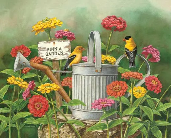 Zinnia Garden Birds