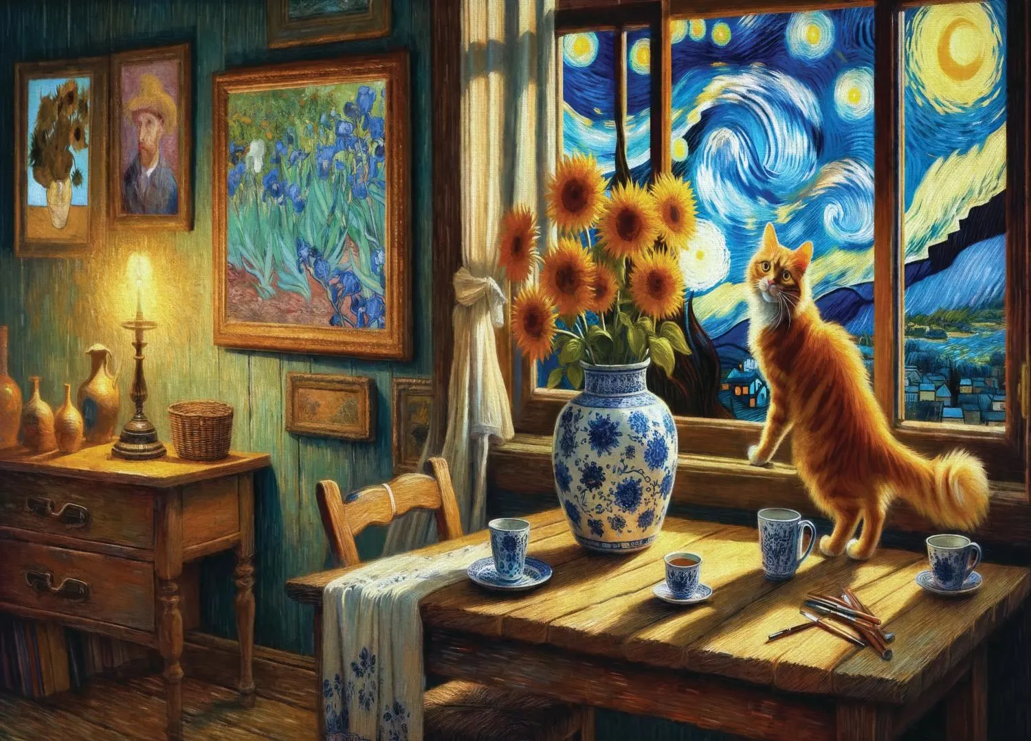 Van Gogh's Cat on a Starry Night - Scratch and Dent Cats