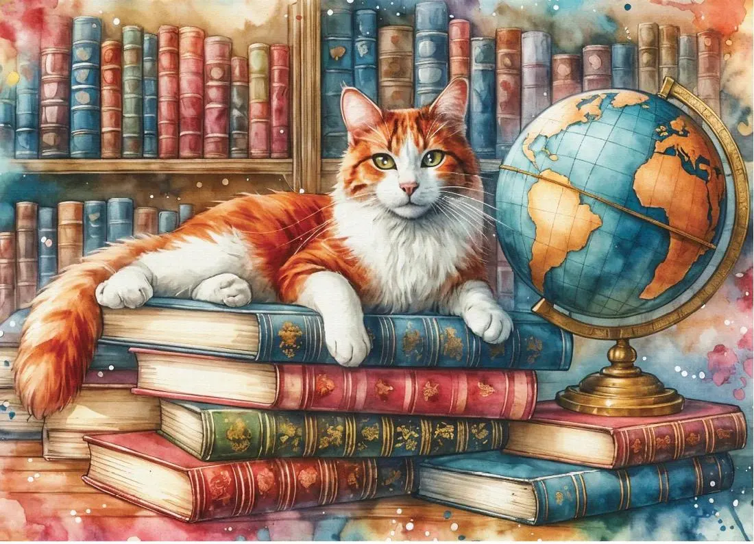 Books, Globe & Purrs Cats