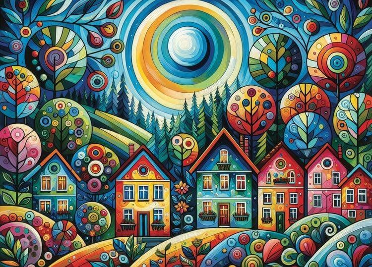 Lovely Colorful Village Landscape