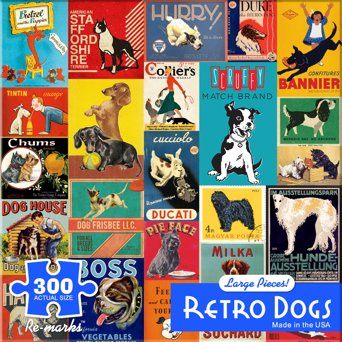 Retro Dogs Dogs Jigsaw Puzzle