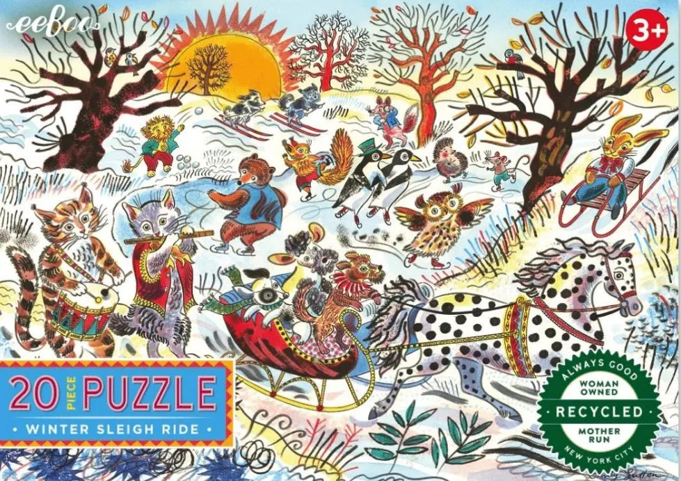 Winter Sleigh Ride 20 Piece Puzzle Animals