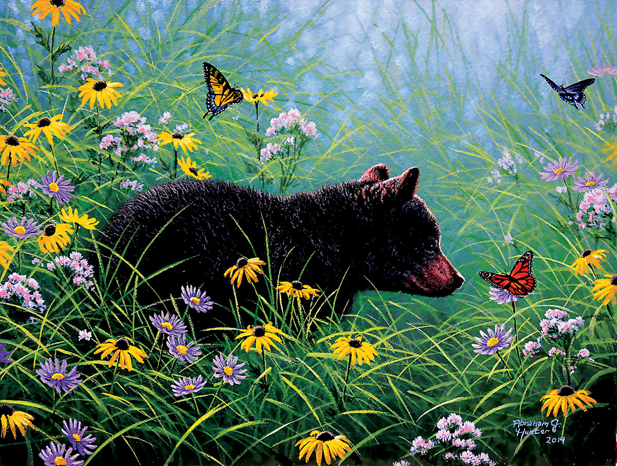 Black Bear and Butterfly Butterflies and Insects Jigsaw Puzzle