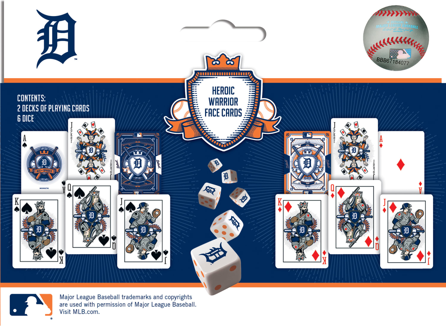 Detroit Tigers MLB 2-pack Playing Cards & Dice Set