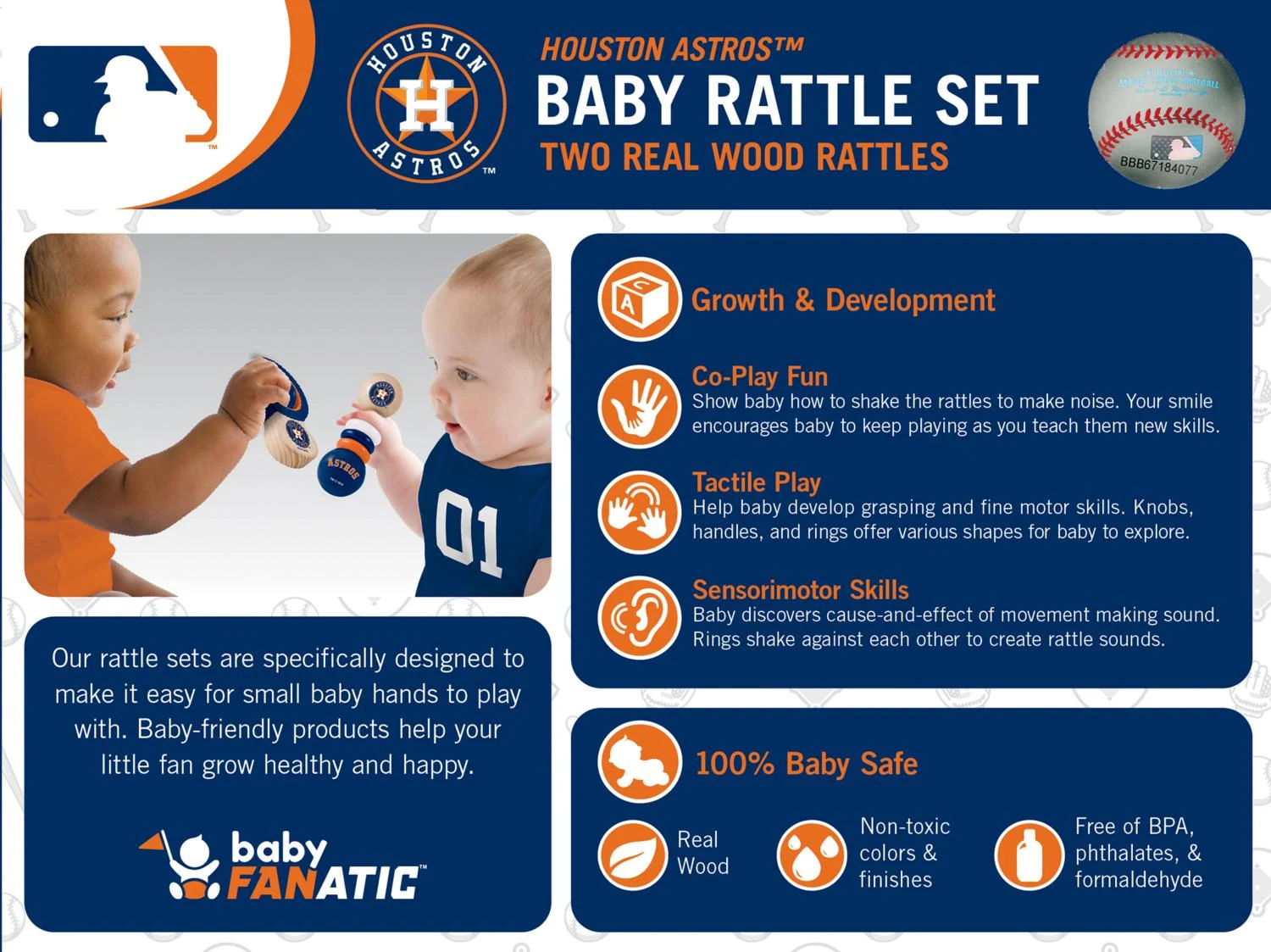 Houston Astros MLB Wood Rattle 2-Pack