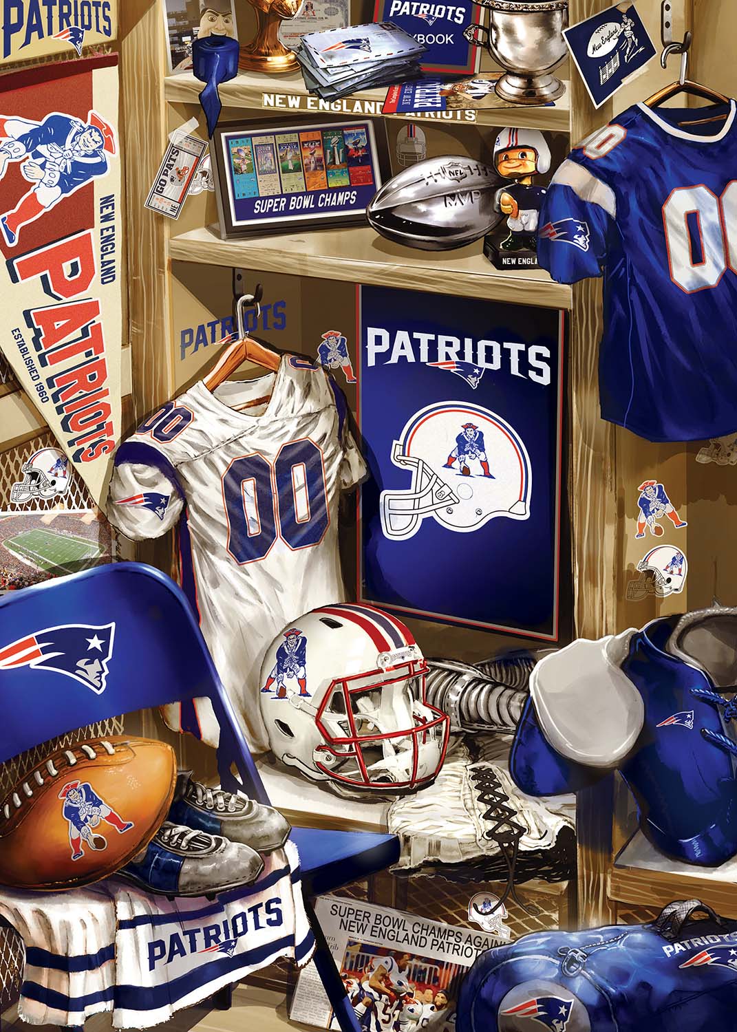 New England Patriots NFL Locker Room  Sports Jigsaw Puzzle
