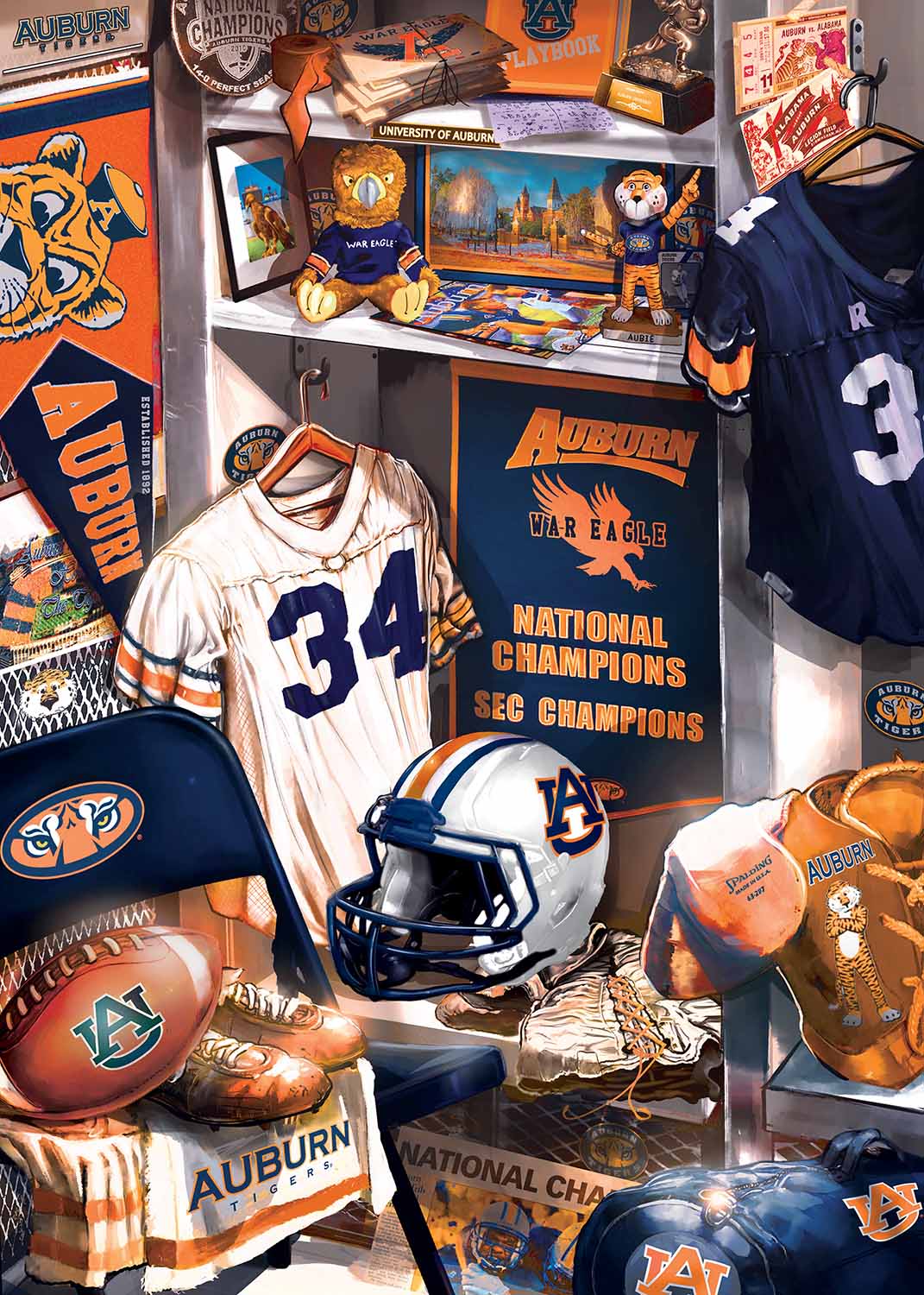 Auburn Tigers NCAA Locker Room Sports Jigsaw Puzzle